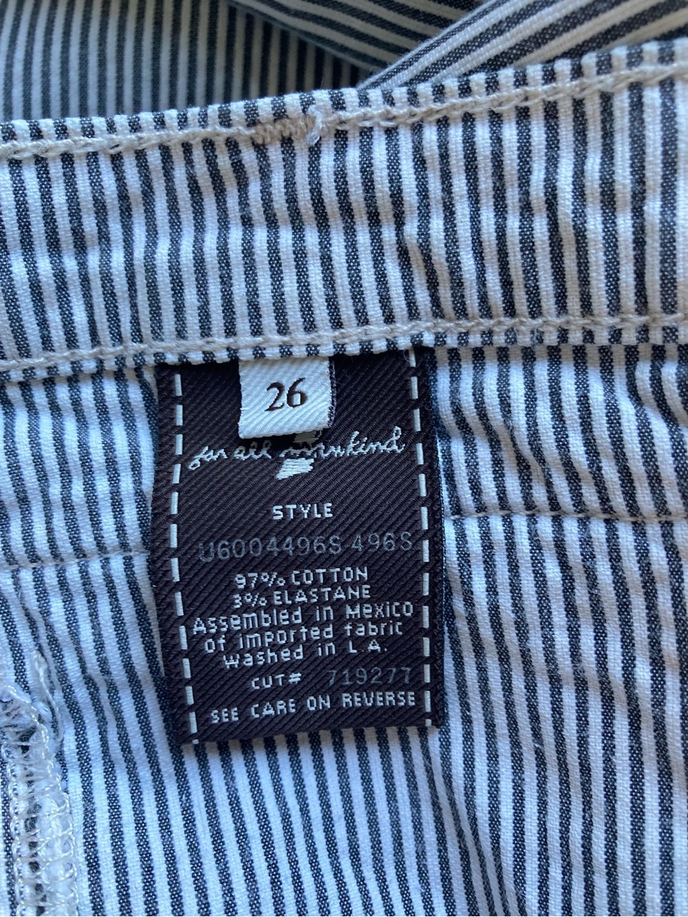 Seven For All Mankind Dojo Flare Jeans 26 Blue White Railroad Stripe - Picture 7 of 15